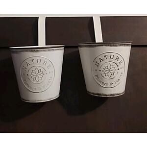 Hanging metal pots Pair Of 2 Ivory Cream 6 Inch Indoor Outdoor Removable Hangers